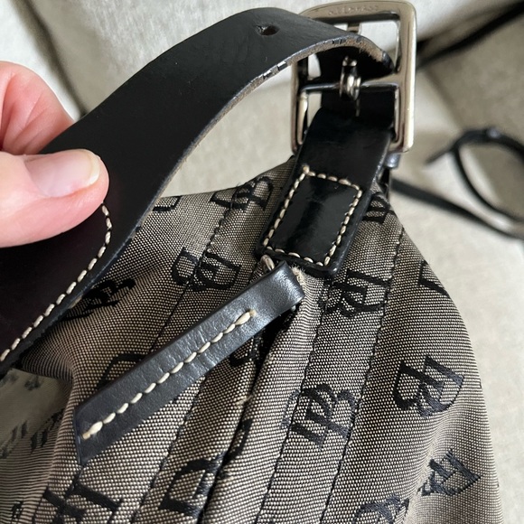 Dooney and Bourke Black&Brown Monogram Large Canvas and Leather Tote 18x13 - Picture 12 of 14